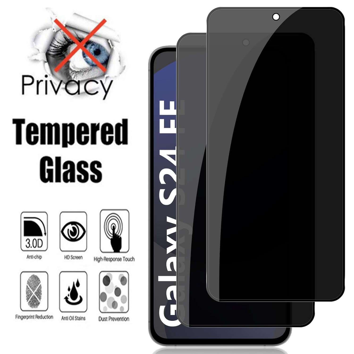 Privacy Screen Filter - 2 pièces verre anti-espion pour Samsung